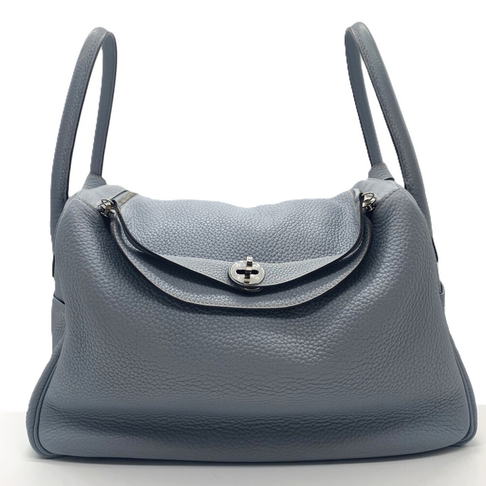Hermes Lindy 34 Taurillon Clemence Blue Lin 2-way Handbag Shoulder Bag □Q Lea...